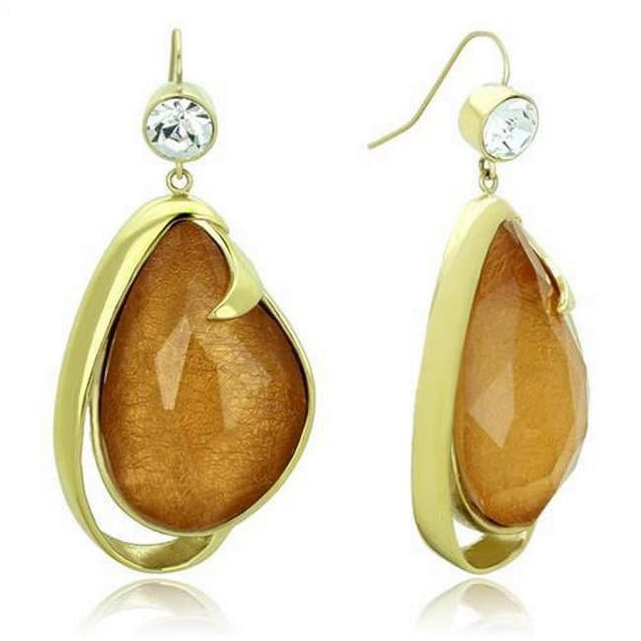 Picture of Alamode TK1483 IP Gold Ion Plating Stainless Steel Earrings with Synthetic Stone&#44; Clear