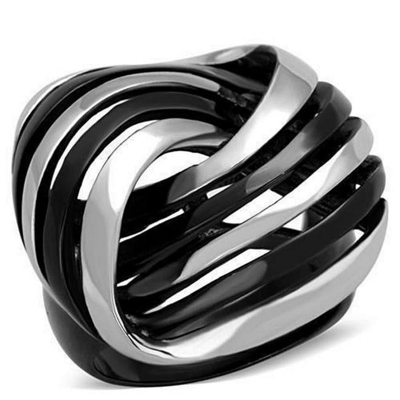 Two-Tone IP Black Stainless Steel Ring with No Stone, Size 5