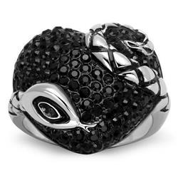 TK1788-5 Two-Tone IP Black Ion Plating Stainless Steel Ring with Top Grade Crystal, Jet - Size 5