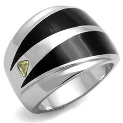 High Polished No Plating Stainless Steel Ring with AAA Grade CZ, Topaz - Size 5