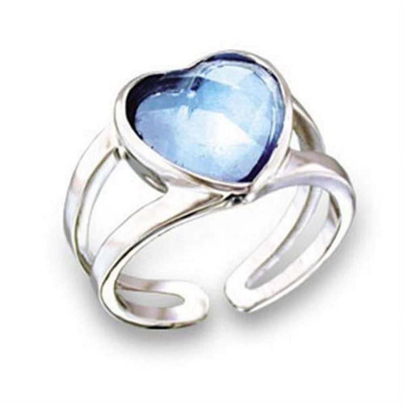 Picture of Alamode 411813-9 Rhodium Brass Ring with Top Grade Crystal, Sea Blue - Size 9