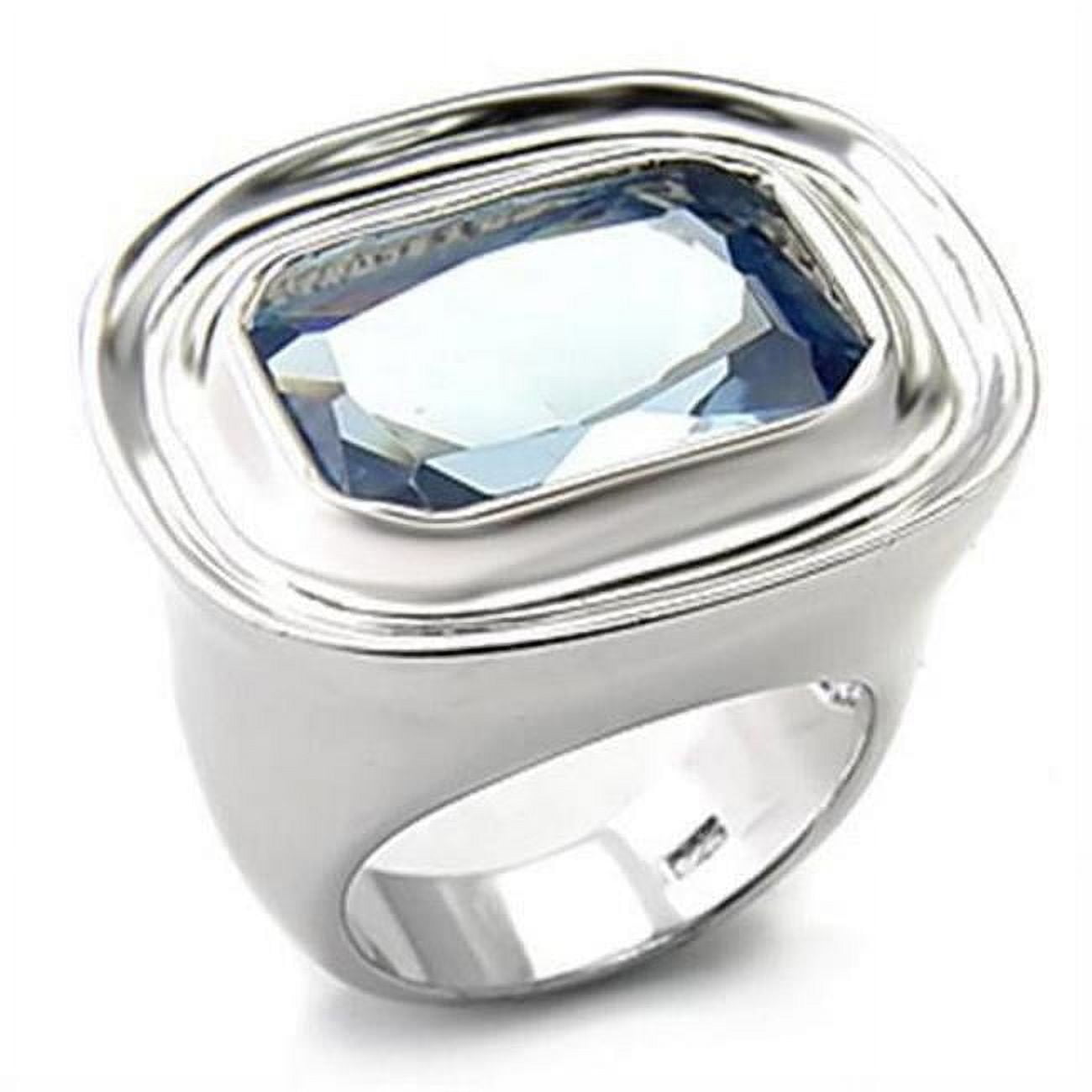 Picture of Alamode 7X165-7 Rhodium 925 Sterling Silver Ring with Synthetic Spinel&#44; Sea Blue - Size 7