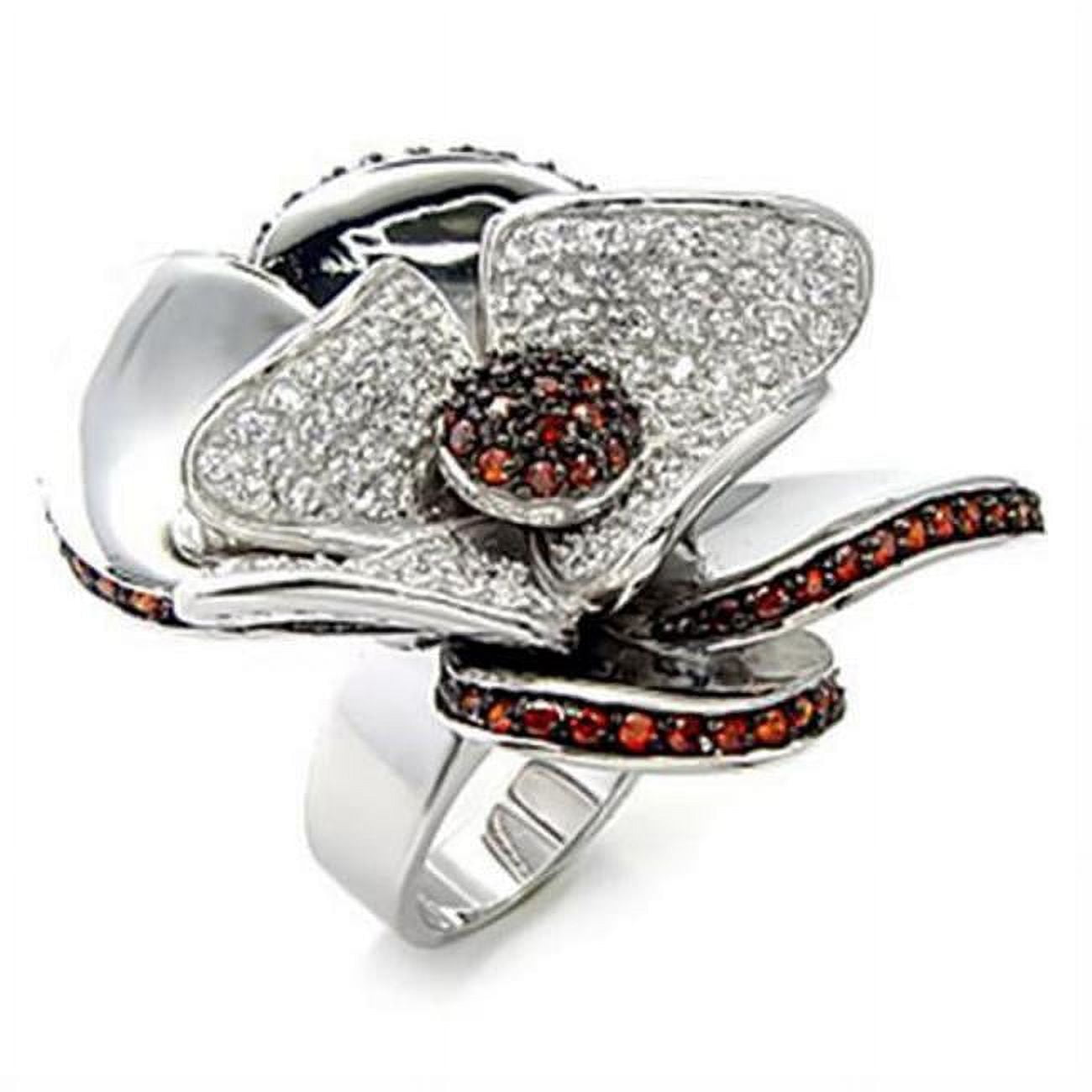 Picture of Alamode 7X191-7 Rhodium & Ruthenium 925 Sterling Silver Ring with AAA Grade CZ&#44; Garnet - Size 7