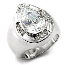 Picture of Alamode 7X236-5 Rhodium 925 Sterling Silver Ring with AAA Grade CZ&#44; Clear - Size 5