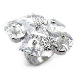 Picture of Alamode 7X350-9 Rhodium 925 Sterling Silver Ring with AAA Grade CZ&#44; Clear - Size 9