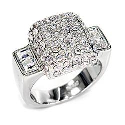Picture of Alamode 7X384-6 Rhodium 925 Sterling Silver Ring with Top Grade Crystal&#44; Clear - Size 6