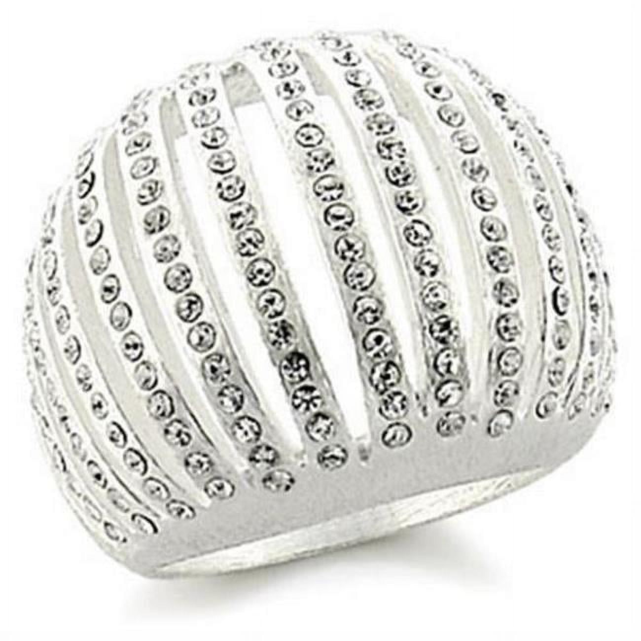 Picture of Alamode 9W175-9 Silver Brass Ring with Top Grade Crystal&#44; Clear - Size 9