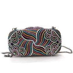 Picture of Alamode LO2365 Imitation Rhodium White Metal Clutch with Top Grade Crystal, Multi Color