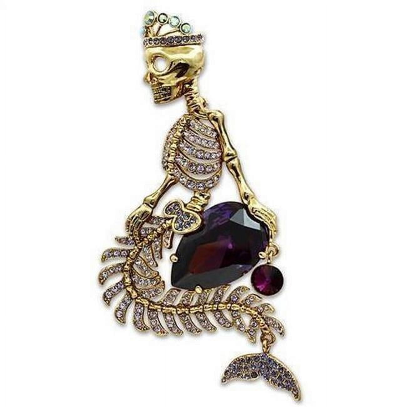 Picture of Alamode LO2412 Gold White Metal Brooches with AAA Grade CZ&#44; Amethyst