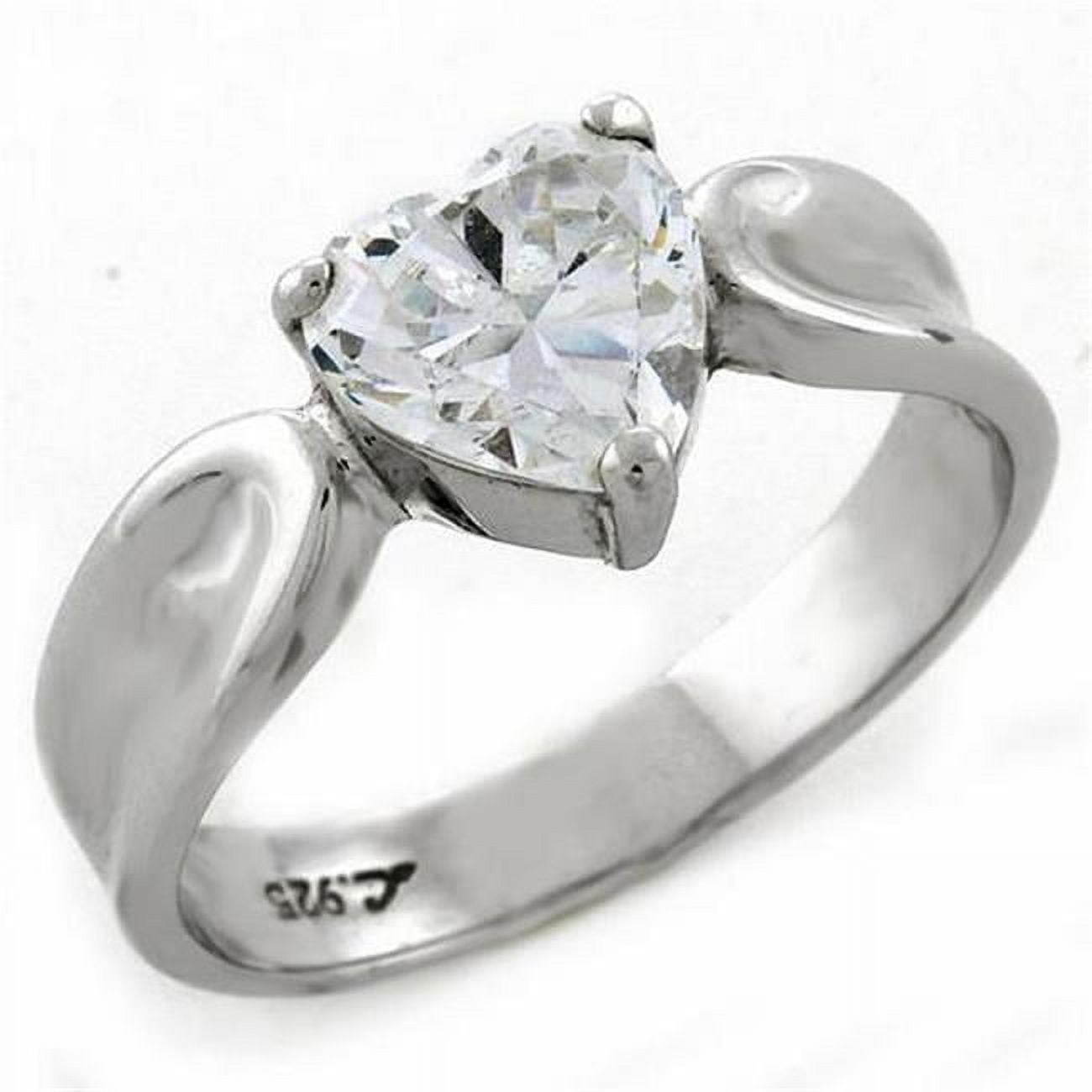 Picture of Alamode LOAS1061-5 High-Polished 925 Sterling Silver Ring with AAA Grade CZ, Clear - Size 5