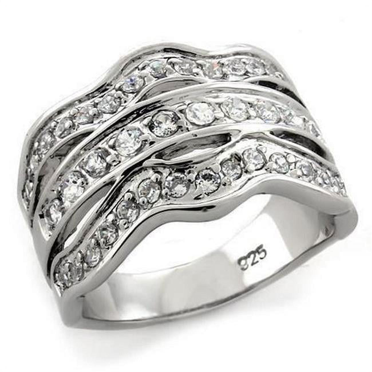 Picture of Alamode LOAS1105-7 Rhodium 925 Sterling Silver Ring with Top Grade Crystal&#44; Clear - Size 7