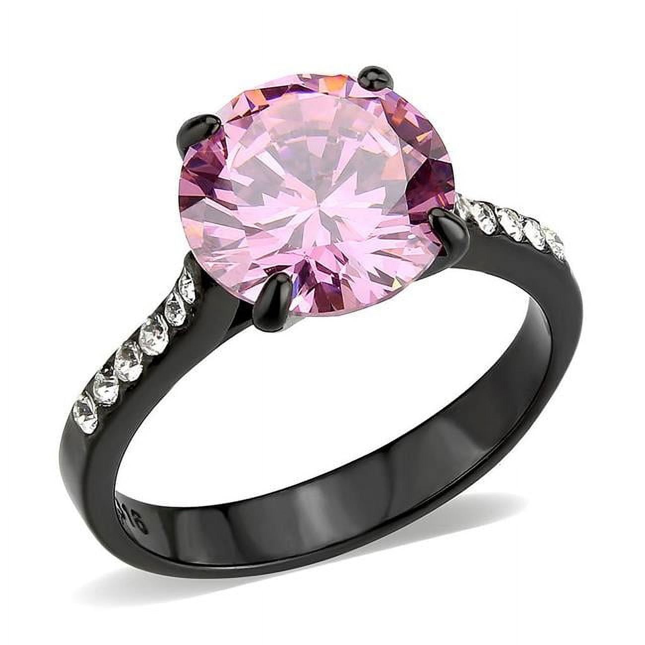 TK3782-10 IP Black Ion Plating Stainless Steel Ring with AAA Grade CZ, Rose - Size 10