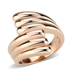 IP Rose Gold Ion Plating Stainless Steel Ring with No Stone, Size 7