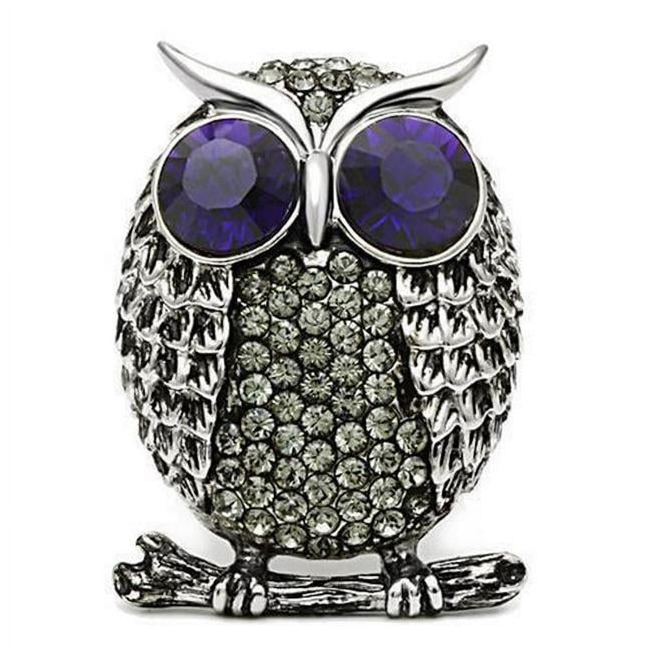 High Polished No Plating Stainless Steel Ring with Top Grade Crystal, Amethyst - Size 6