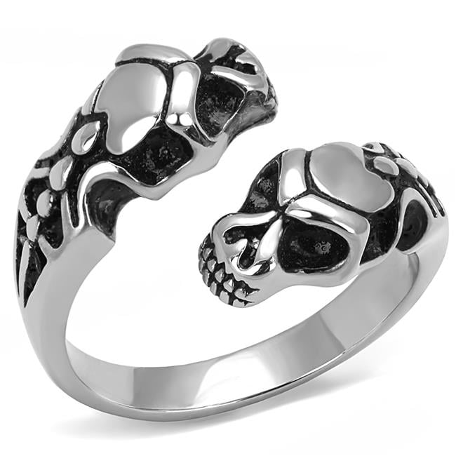 Men High Polished Stainless Steel Ring with Epoxy in Jet - Size 12