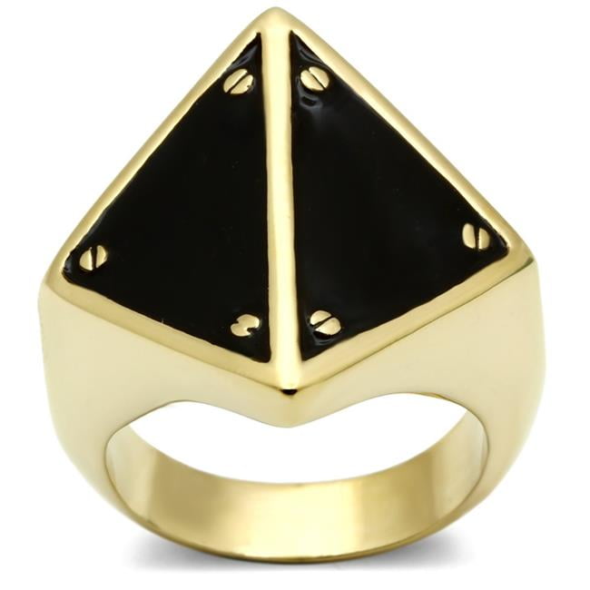 Picture of Alamode GL325-9 IP Gold Ion Plating Brass Ring with Epoxy, Jet - Size 9