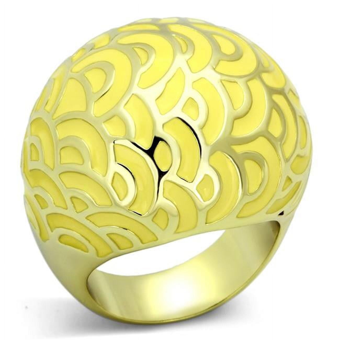 IP Gold Ion Plating Stainless Steel Ring with Epoxy, Topaz - Size 7
