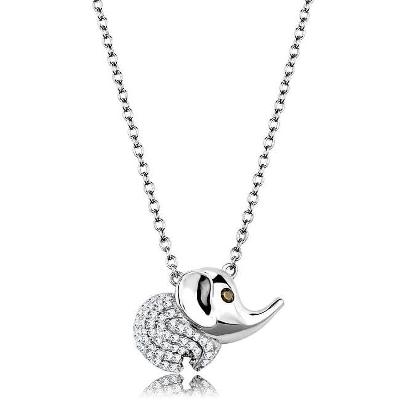 Picture of Alamode TS450-16 16 in. Rhodium 925 Sterling Silver Chain Pendant with AAA Grade CZ&#44; Topaz