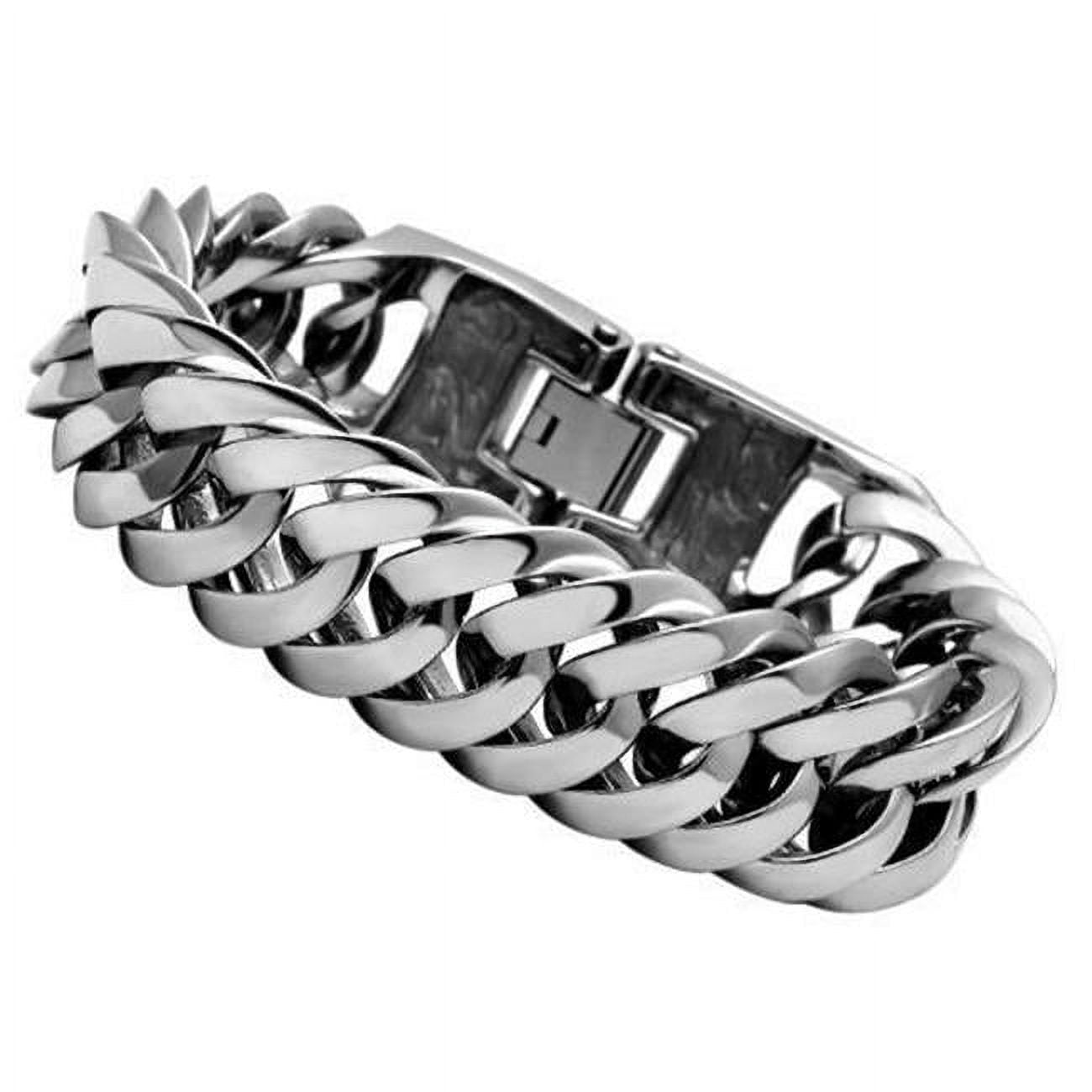 TK340-8.5 Men High Polished Stainless Steel Bracelet with No Stone in No Stone - 8.5 in.