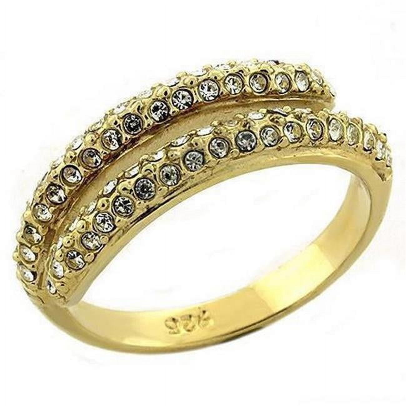 Picture of Alamode LOAS1224-8 Gold 925 Sterling Silver Ring with AAA Grade CZ, Clear - Size 8