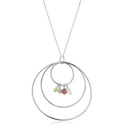 Picture of Alamode LOS795-14 14 in. Silver 925 Sterling Silver Necklace with Synthetic Jade&#44; Multi Color