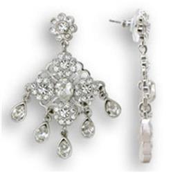 Picture of Alamode S37110 Rhodium 925 Sterling Silver Earrings with Top Grade Crystal, Clear