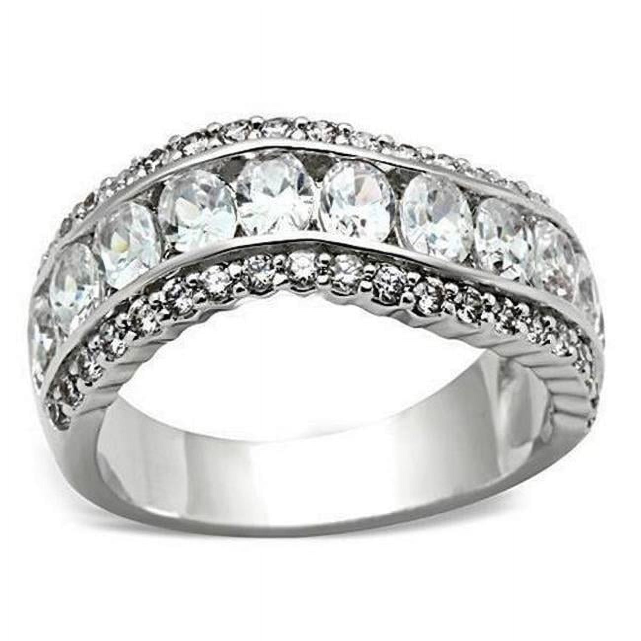 Silver 925 Sterling Silver Ring with AAA Grade CZ, Clear - Size 10