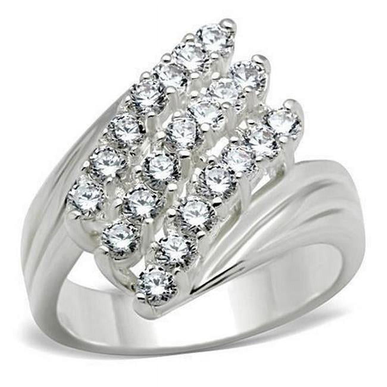 SS035-8 Silver 925 Sterling Silver Ring with AAA Grade CZ, Clear - Size 8