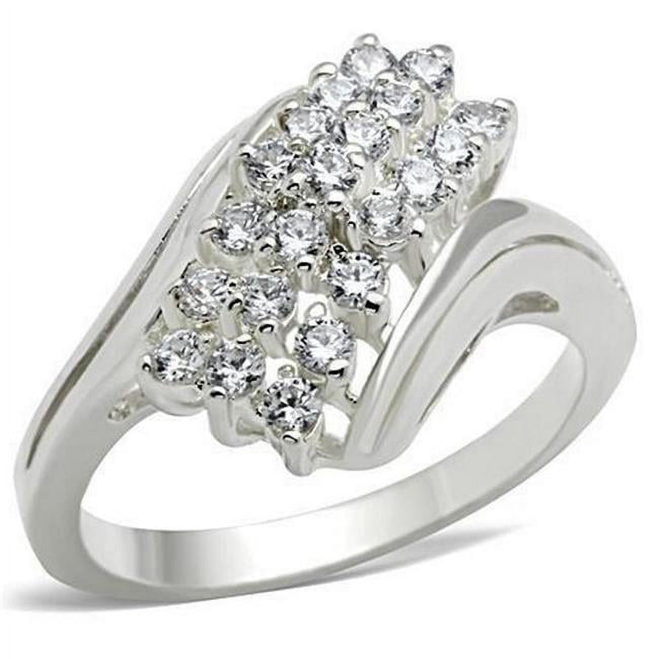 SS038-9 Silver 925 Sterling Silver Ring with AAA Grade CZ, Clear - Size 9