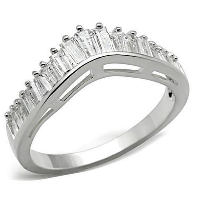 Silver 925 Sterling Silver Ring with AAA Grade CZ, Clear - Size 9