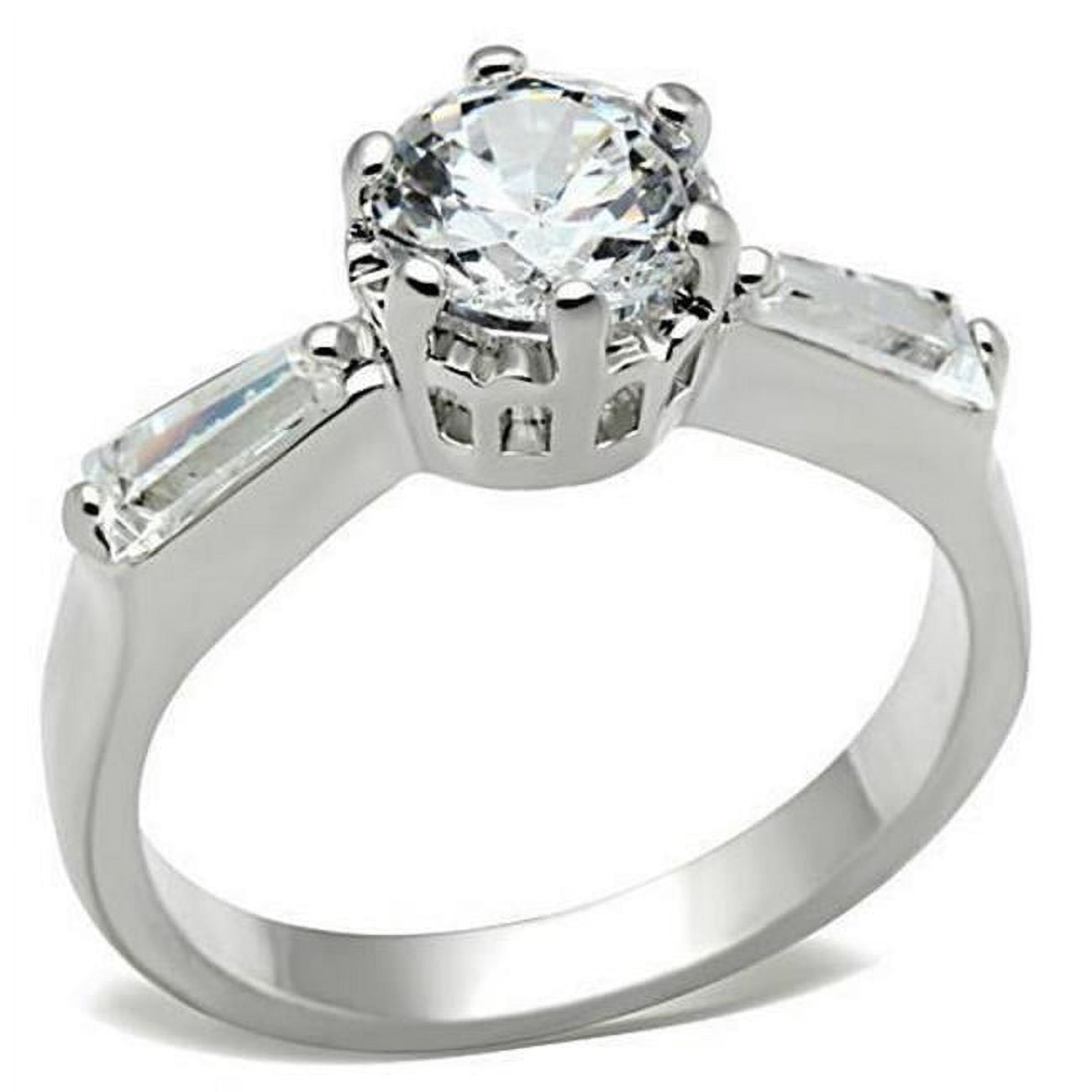 Silver 925 Sterling Silver Ring with AAA Grade CZ, Clear - Size 5