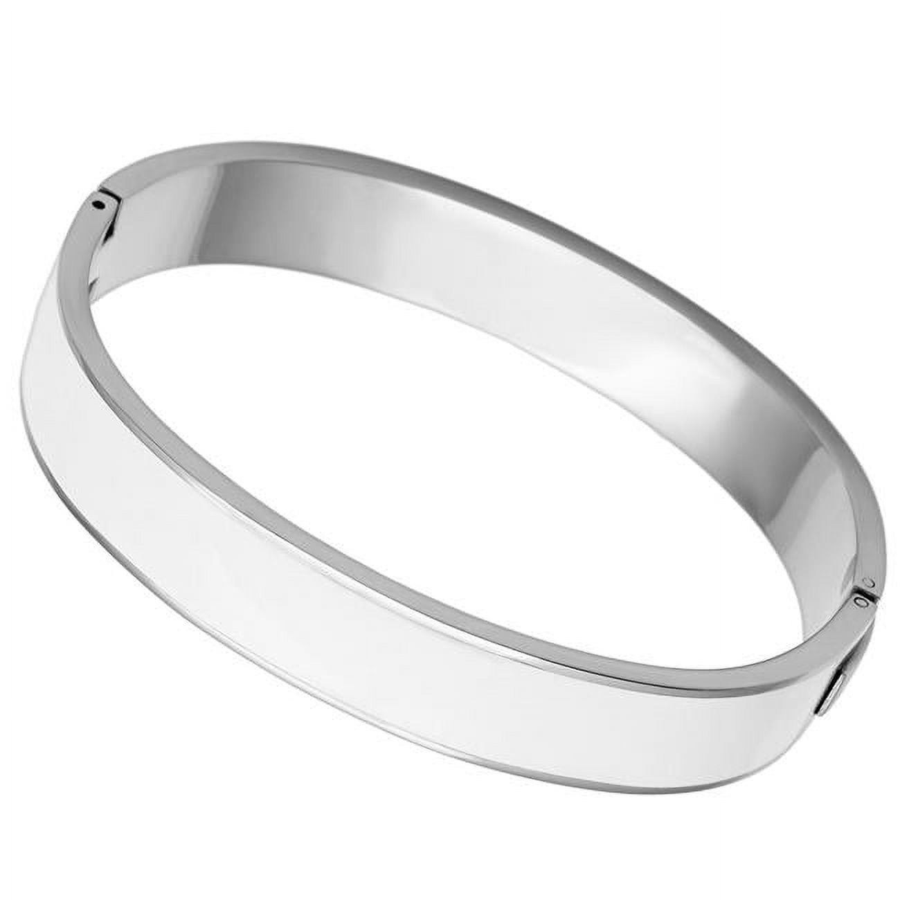 Picture of Alamode TK789-8 8 in. High Polished No Plating Stainless Steel Bangle with Epoxy, White