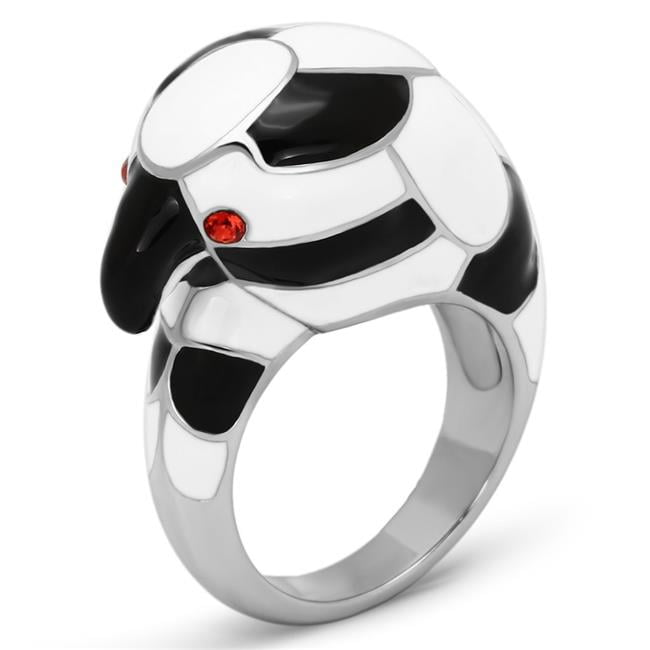 High Polished No Plating Stainless Steel Ring with Top Grade Crystal, Orange - Size 8