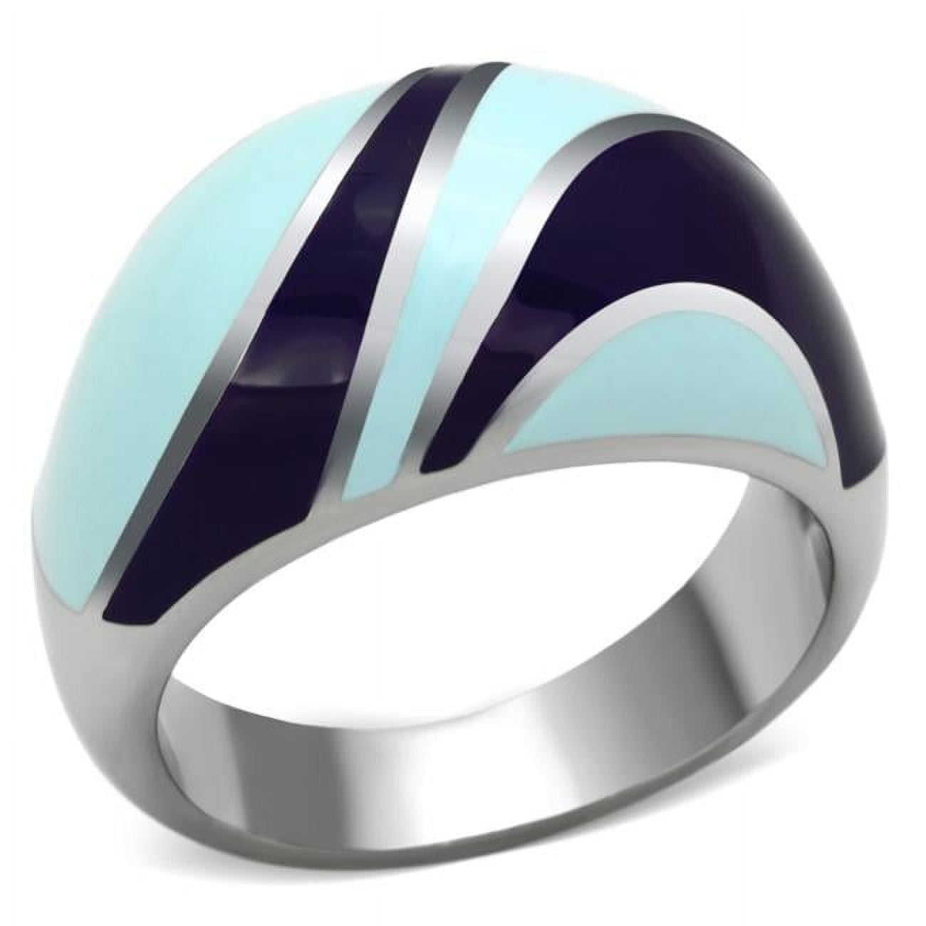 High Polished No Plating Stainless Steel Ring with Epoxy, Multi Color - Size 6
