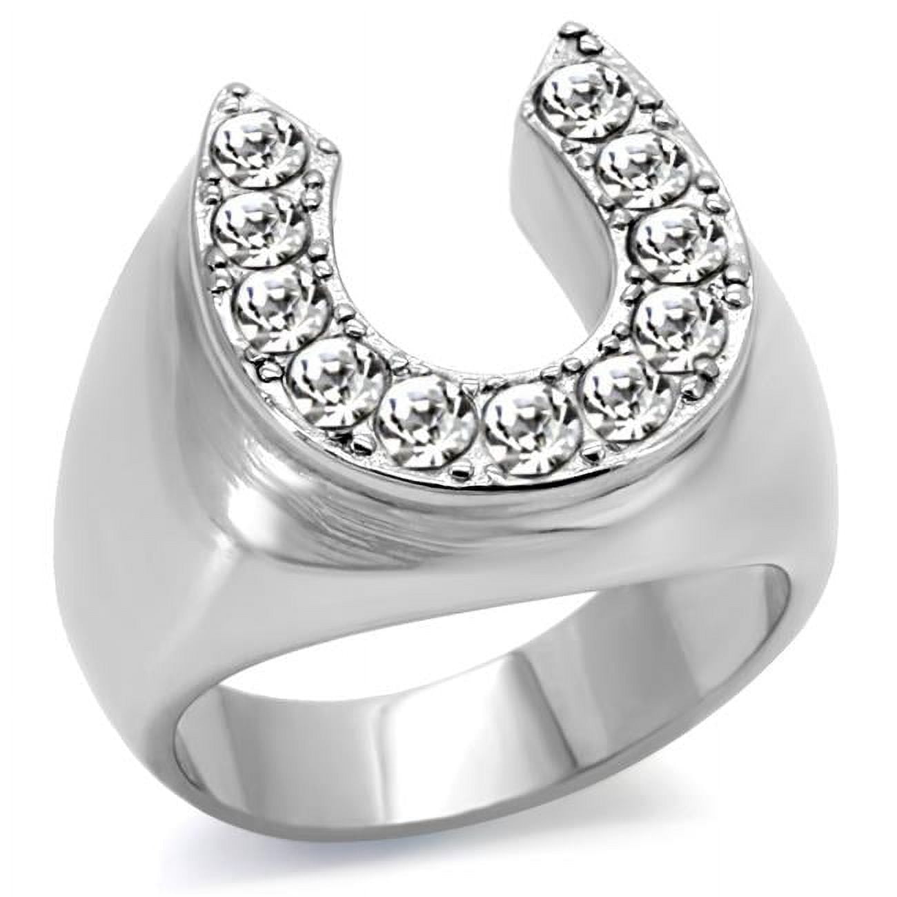 TK34532-12 Men High Polished Stainless Steel Ring with Top Grade Crystal in Clear - Size 12
