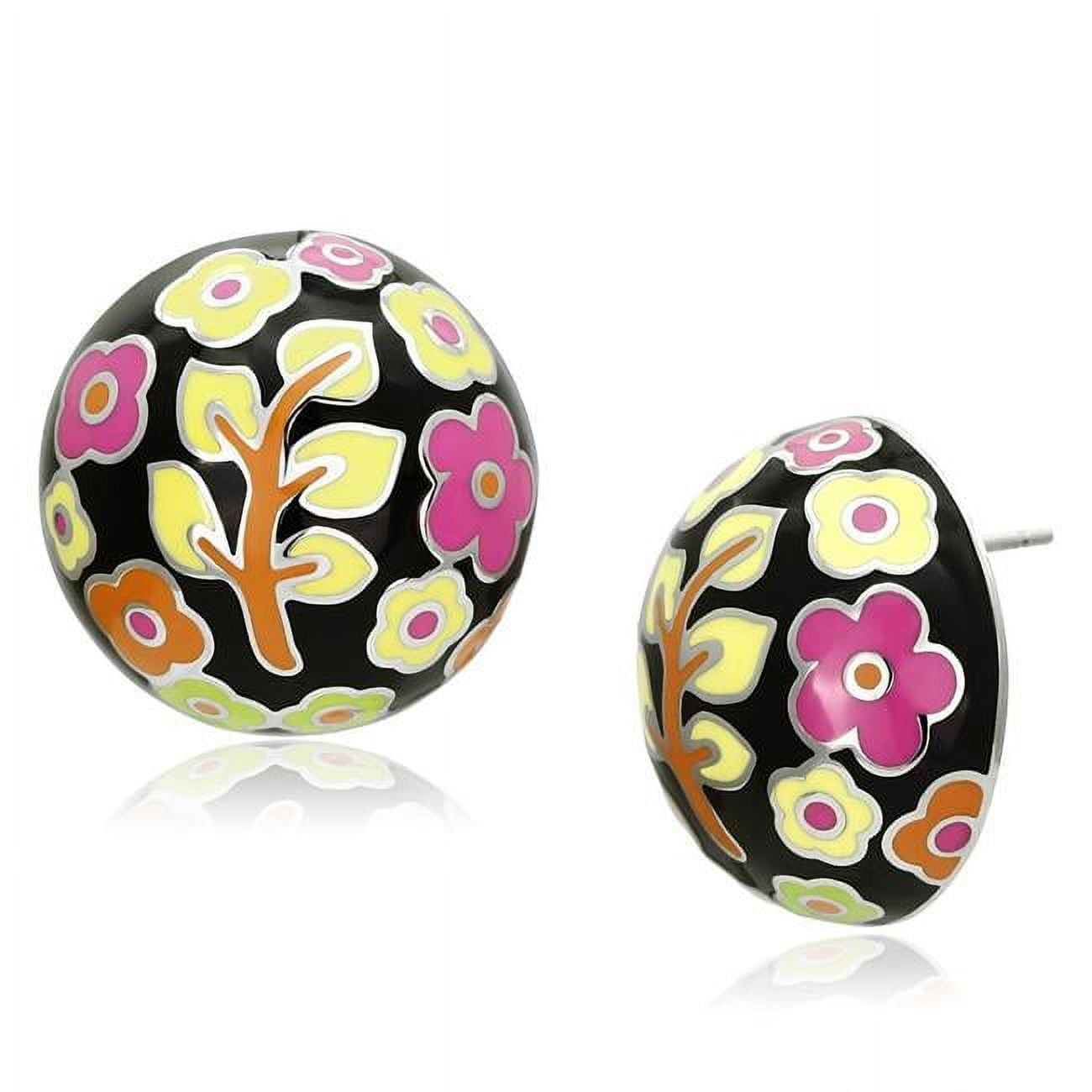 Picture of Alamode TK894 High Polished No Plating Stainless Steel Earrings with Epoxy, Multi Color
