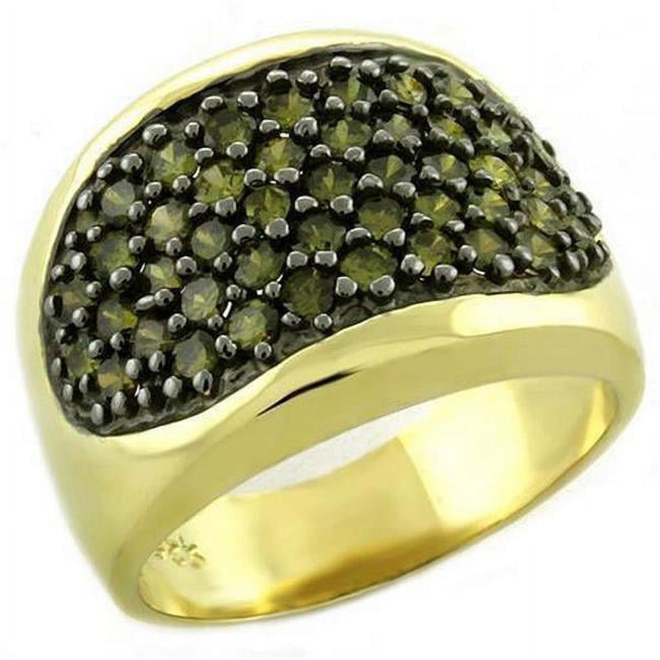 Picture of Alamode LOAS1042-8 Gold 925 Sterling Silver Ring with AAA Grade CZ&#44; Peridot - Size 8