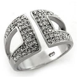 Picture of Alamode LOAS1137-5 Rhodium 925 Sterling Silver Ring with Top Grade Crystal&#44; Clear - Size 5