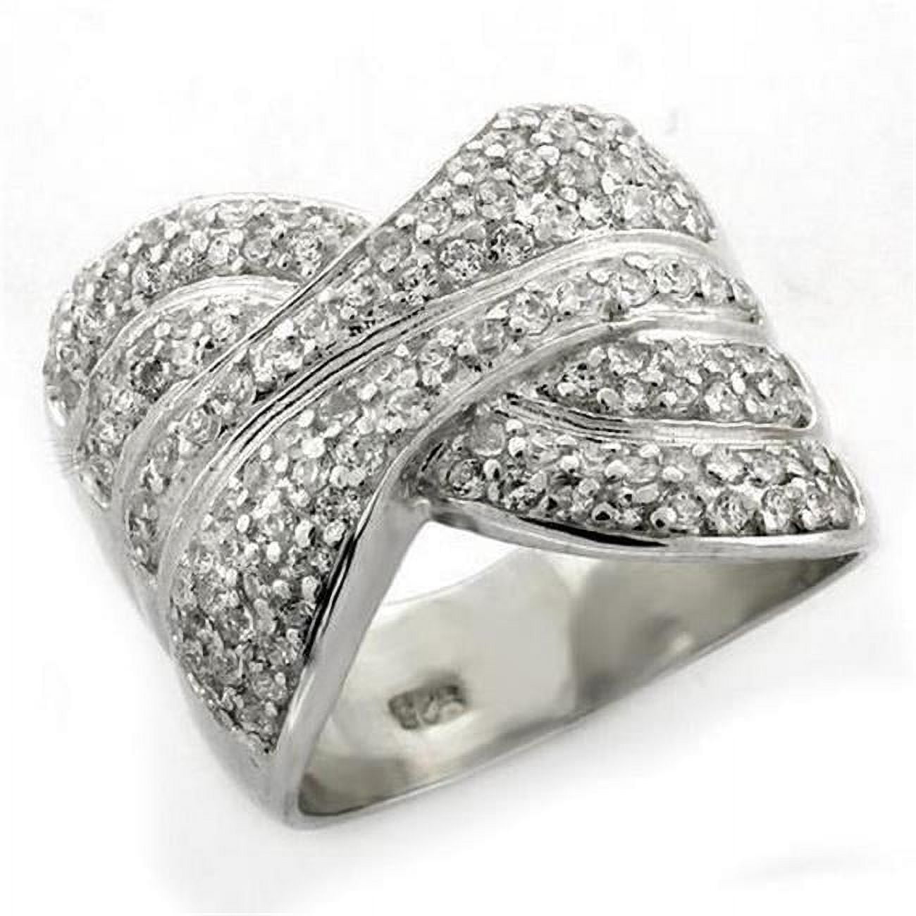 Picture of Alamode LOAS1154-9 High-Polished 925 Sterling Silver Ring with AAA Grade CZ&#44; Clear - Size 9