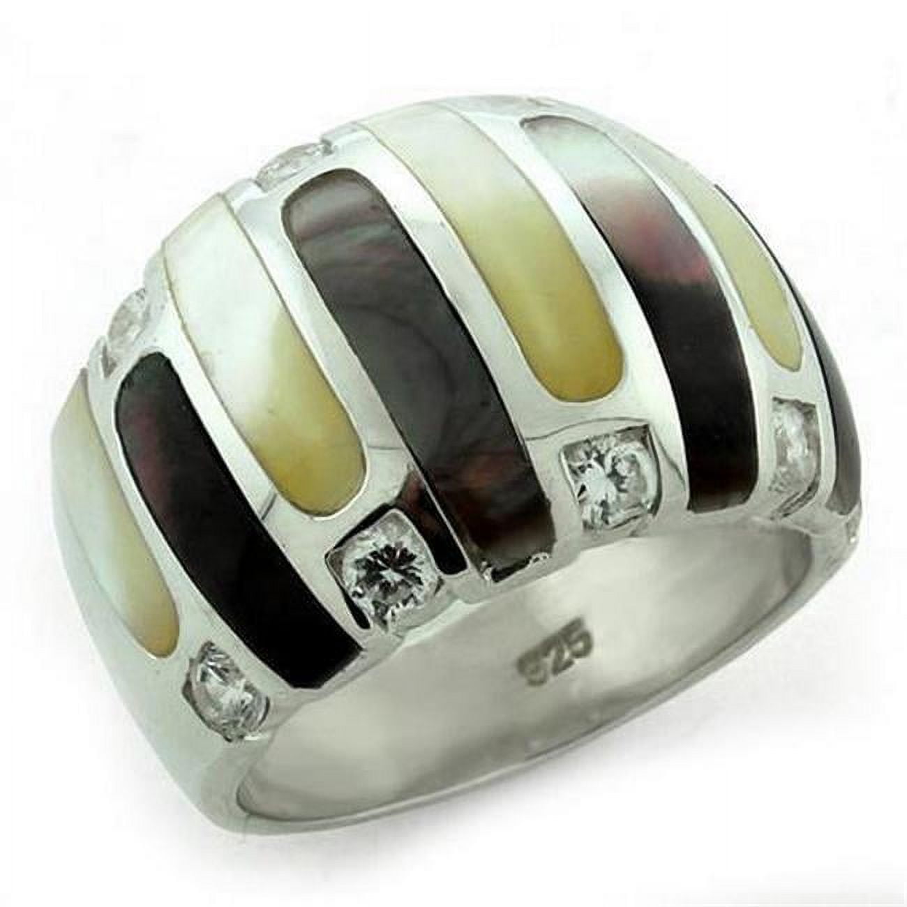 Picture of Alamode LOAS1167-8 High-Polished 925 Sterling Silver Ring with Precious Stone Conch&#44; Multi Color - Size 8