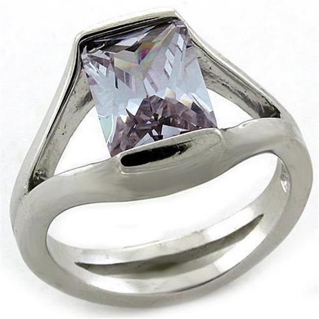 Picture of Alamode LOAS1185-8 Rhodium 925 Sterling Silver Ring with AAA Grade CZ&#44; Amethyst - Size 8