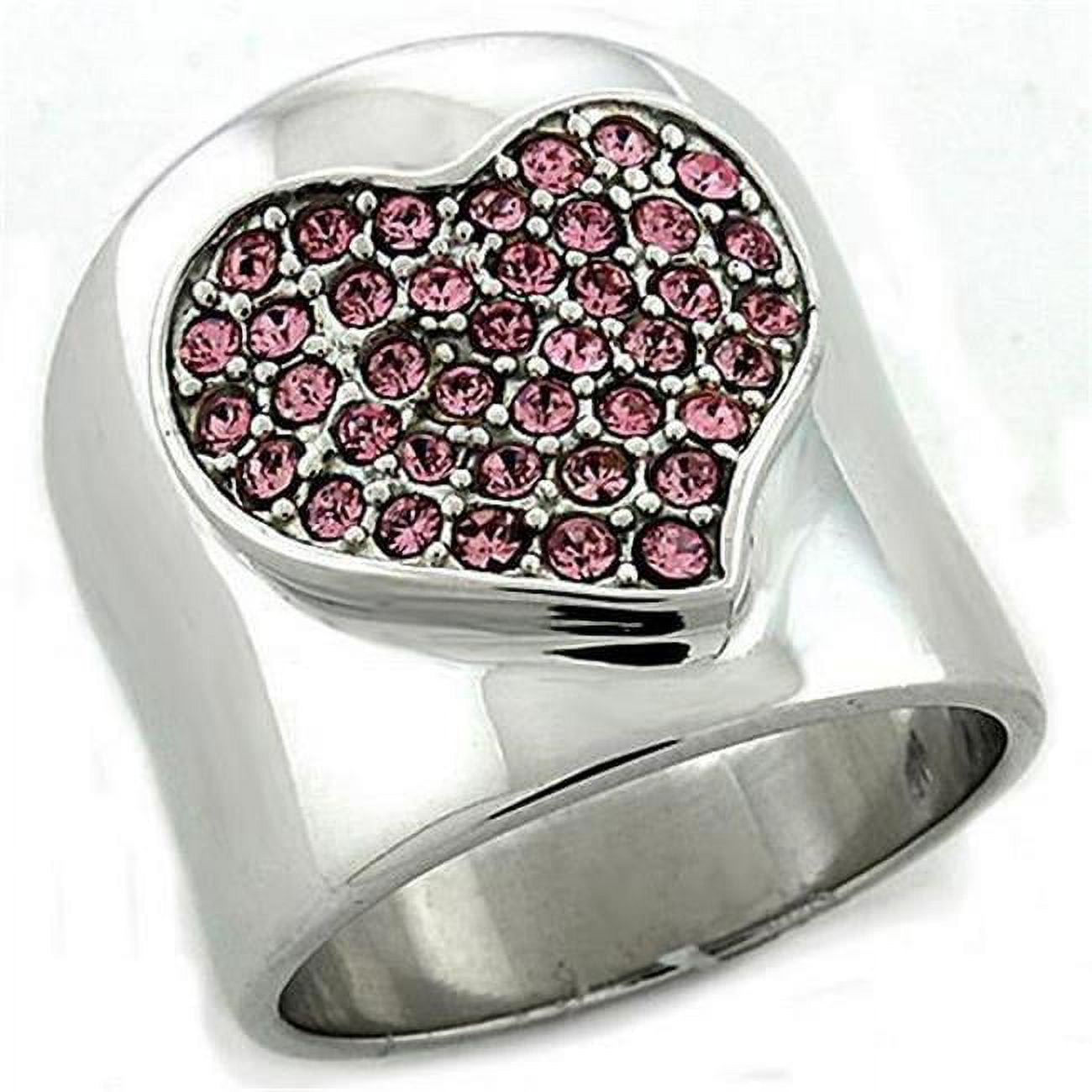 Picture of Alamode LOAS1196-8 Rhodium 925 Sterling Silver Ring with Top Grade Crystal&#44; Rose - Size 8