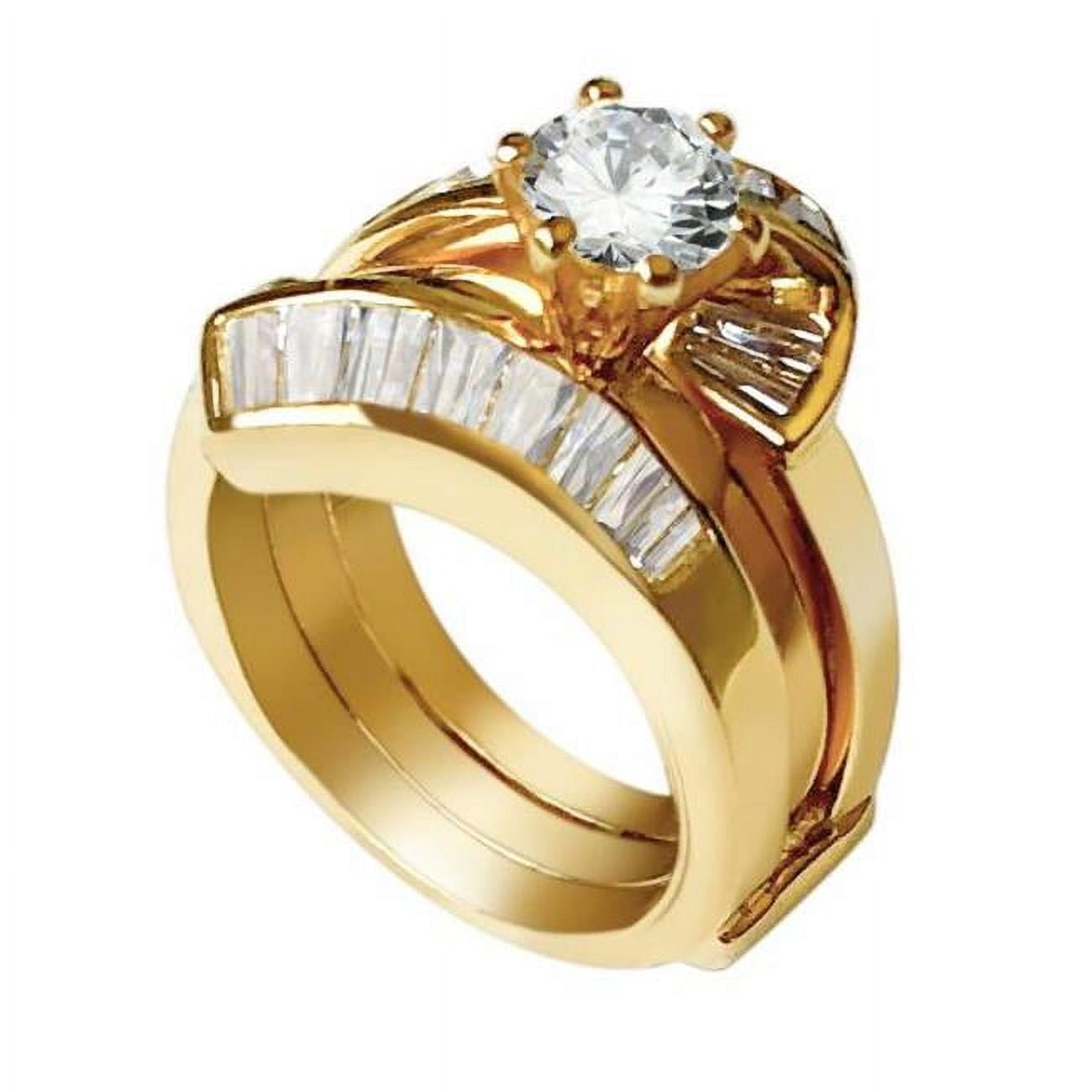 Picture of Alamode LOAS1373-6 Sterling Silver 925 Ring Set with Gold Plating & AAA Grade CZ&#44; Size 6