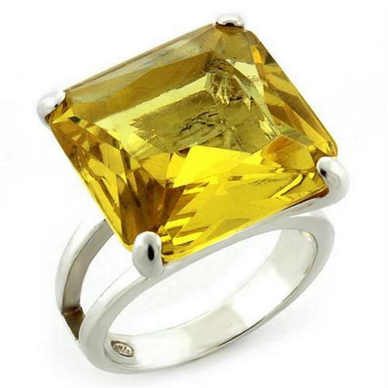Picture of Alamode LOAS871-8 High-Polished 925 Sterling Silver Ring with AAA Grade CZ, Citrine Yellow - Size 8
