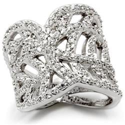Rhodium 925 Sterling Silver Ring with AAA Grade CZ, Clear - Size 7