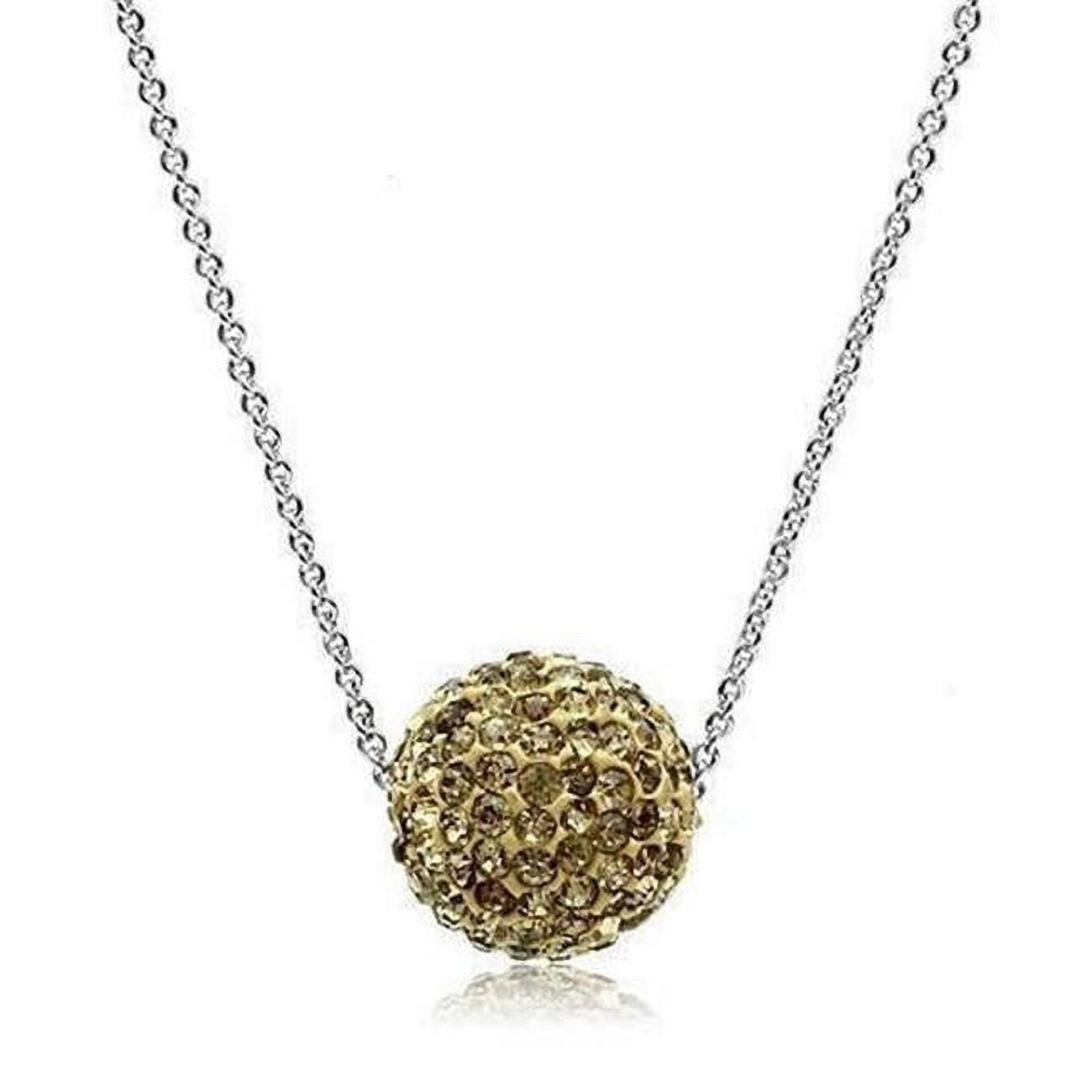 18 in. Rhodium Brass Chain Pendant with Top Grade Crystal, Topaz