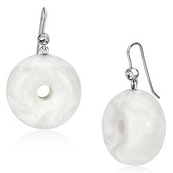 Picture of Alamode VL068 IP Rhodium PVD Brass Earrings with Synthetic Stone, White
