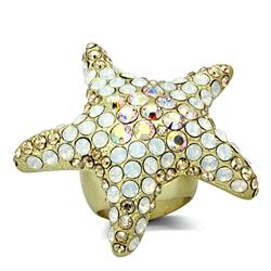 Picture of Alamode LO2973-8 Matte Gold Brass Ring with Top Grade Crystal&#44; Multi Color - Size 8