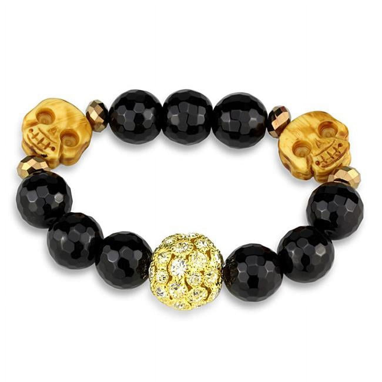 Picture of Alamode LO3776-7.5 7.5 in. Gold Brass Bracelet with Synthetic Onyx, Jet
