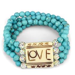 Picture of Alamode LO3799-7.25 7.25 in. No Plating Brass Bracelet with Synthetic Glass Bead&#44; Sea Blue